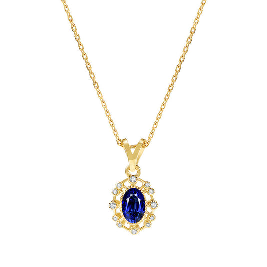 Cosmos Blue Stars Sapphire Pendant Gold Necklace
