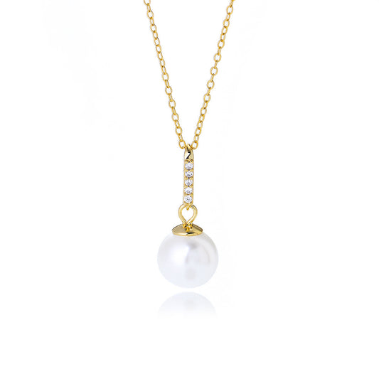 Cecilia Dangling Pearl Gold Necklace