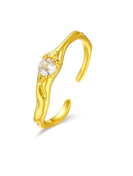 Albero Band Solitaire Gold Ring